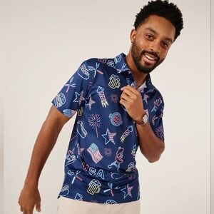 Chubbies Men's Lightweight Performance Polo, Patriotic Lights